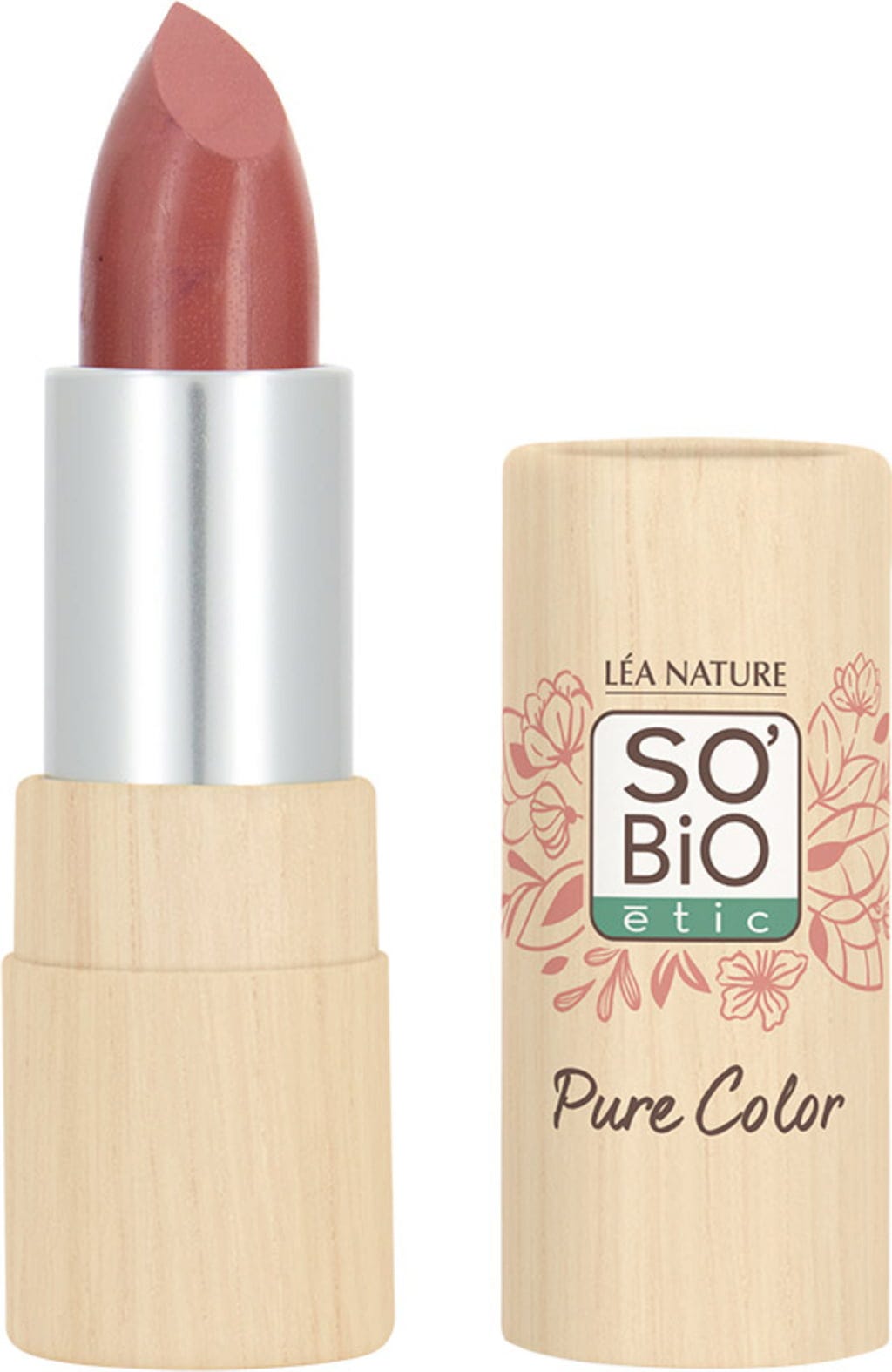 LÉA NATURE SO BiO étic  Pure Color Lippenstift Seidenmatt, 12 Bois de rose (5 g)