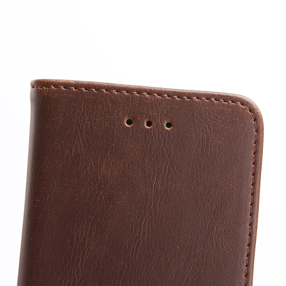 iPhone SE (2022/2020) / 8 / 7 Leder Tasche Flipcover Wallet mit Kartenfächern - Dunkelbraun