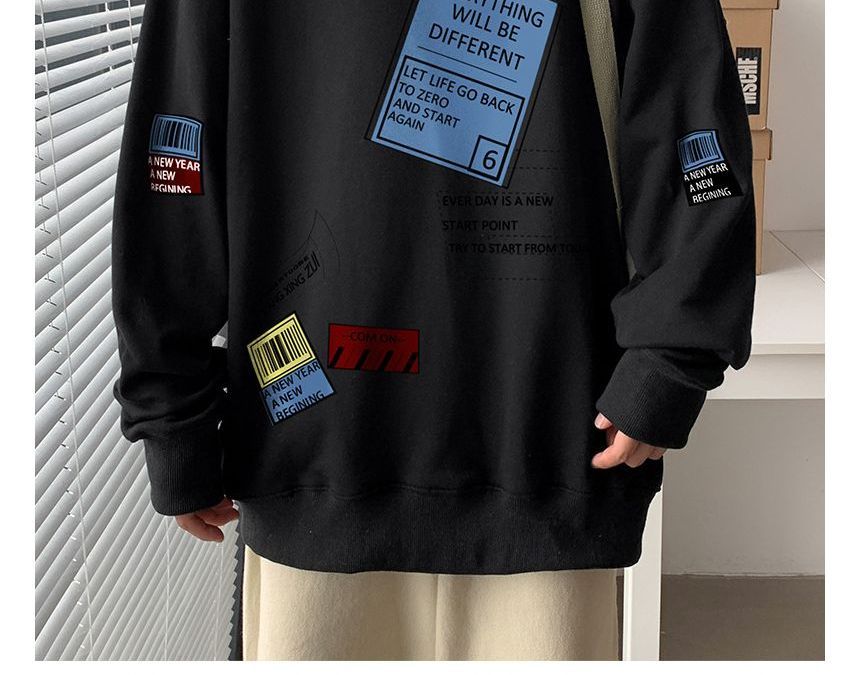 POSI - Losse sweatshirt met ronde hals en letterprint