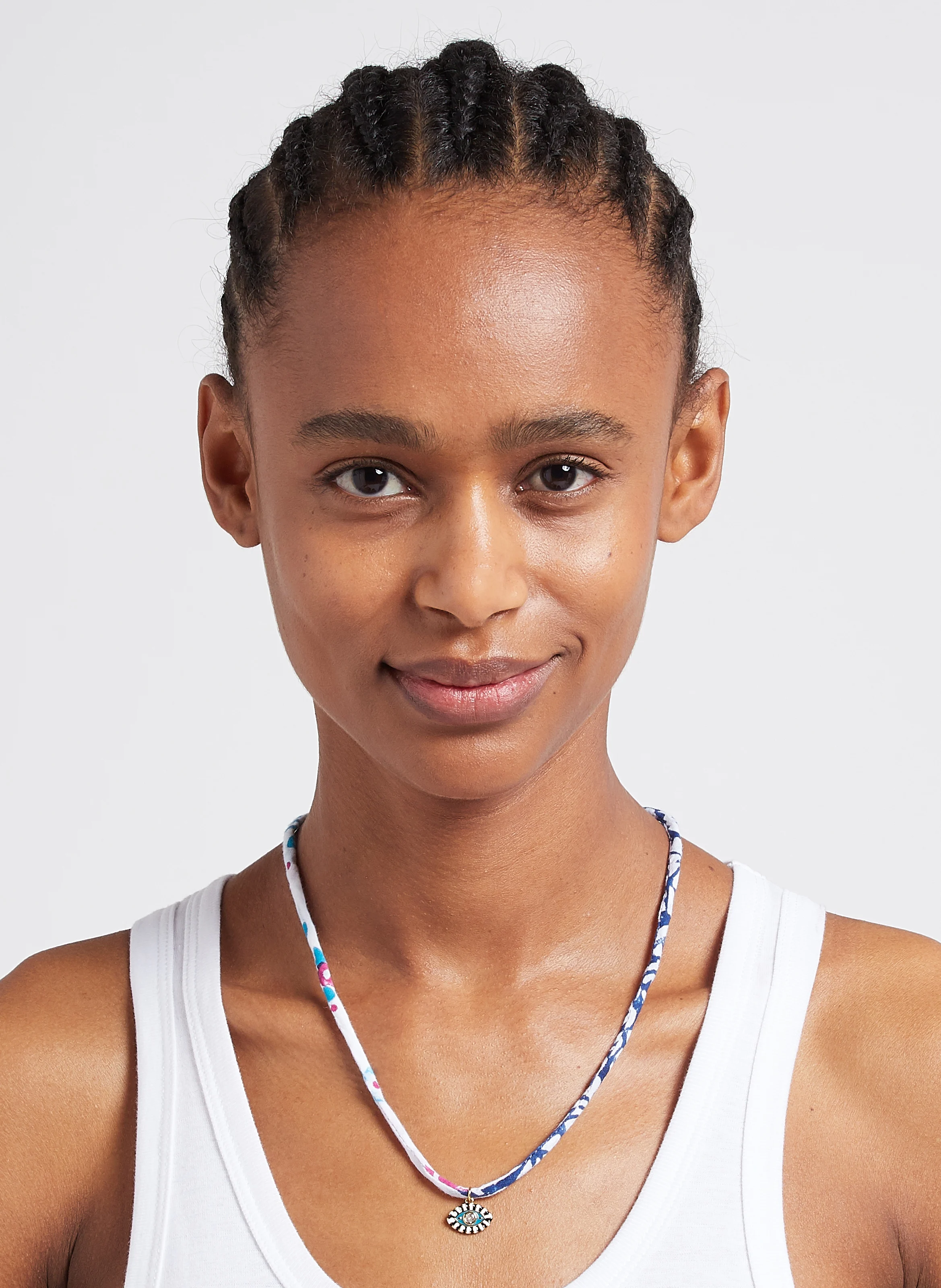 TISSU - Collier en tissu imprimé avec pendentif| Bleu