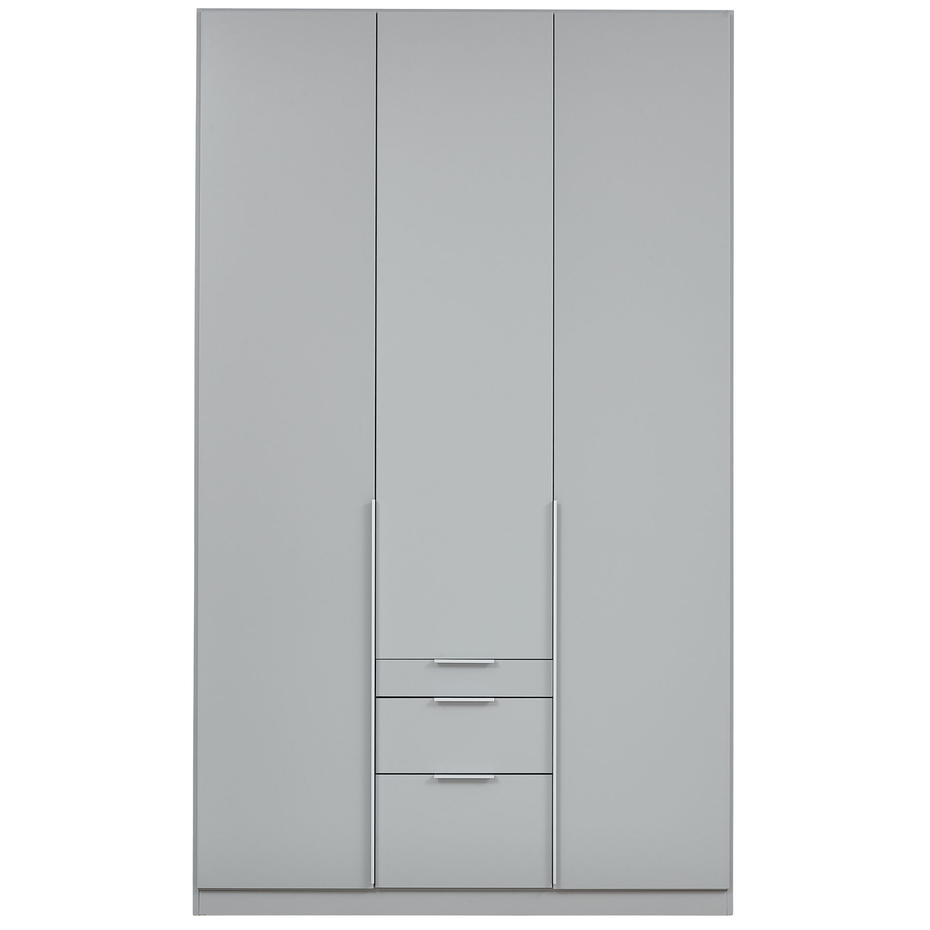 Drehtürenschrank - seidengrau - 3-türig - 3 Schubkästen - 136x229 cm