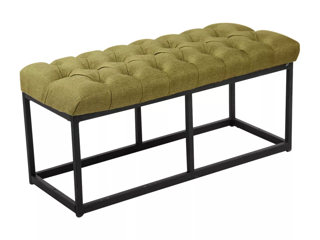 Banquette - Tissu & Métal noir mat - Vert - Amun