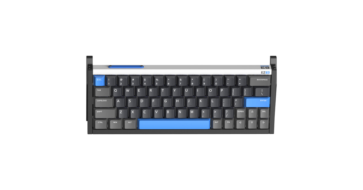 IqunixEZ63 Magnetic Switch Gaming HE Keyboard, gaming toetsenbord  (Zwart/blauw, US lay-out, US-International, Gateron Magnetic Jade Pro, 60%, RGB, Double Shot PBT Keycaps, Tweedekans)