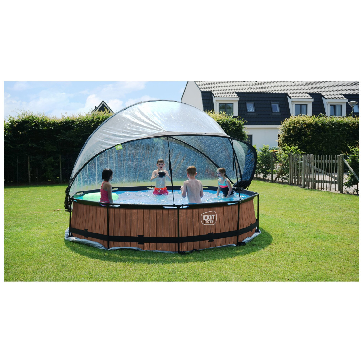 EXIT Lime zwembad ø360x76cm met filterpomp en overkapping -