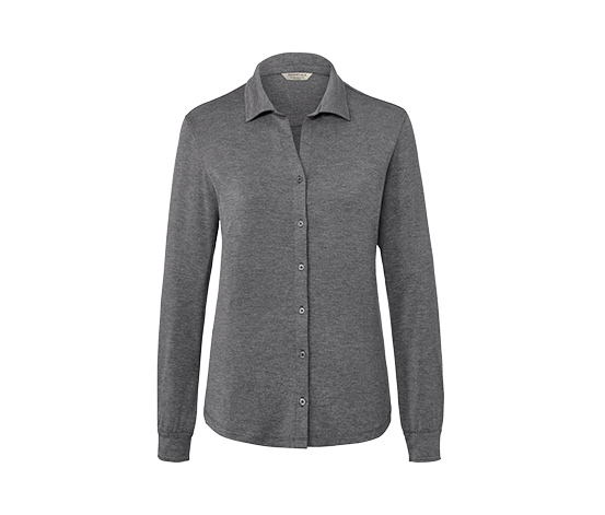 Blusenshirt mit Knopfleiste, grau meliert