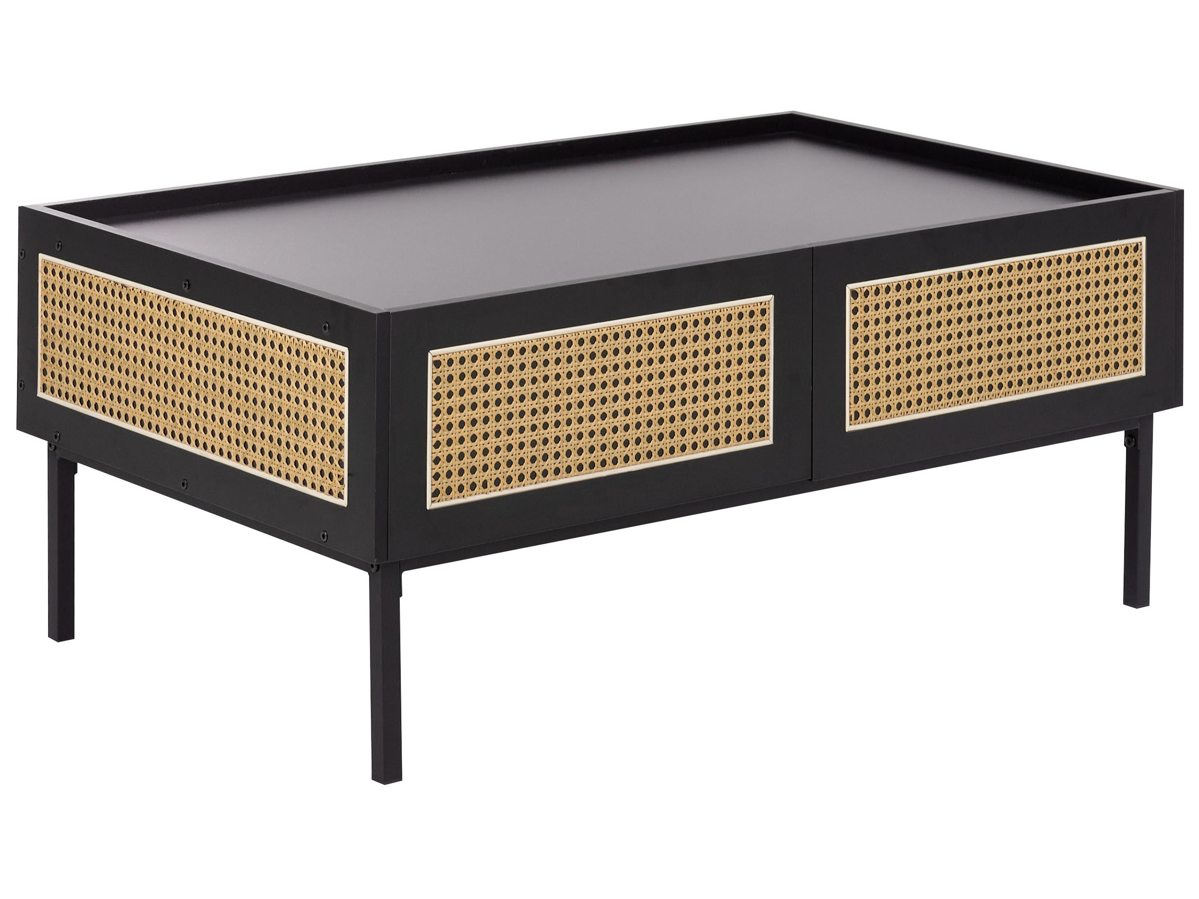 Salontafel CULLEN Rotan Zwart met opbergruimte