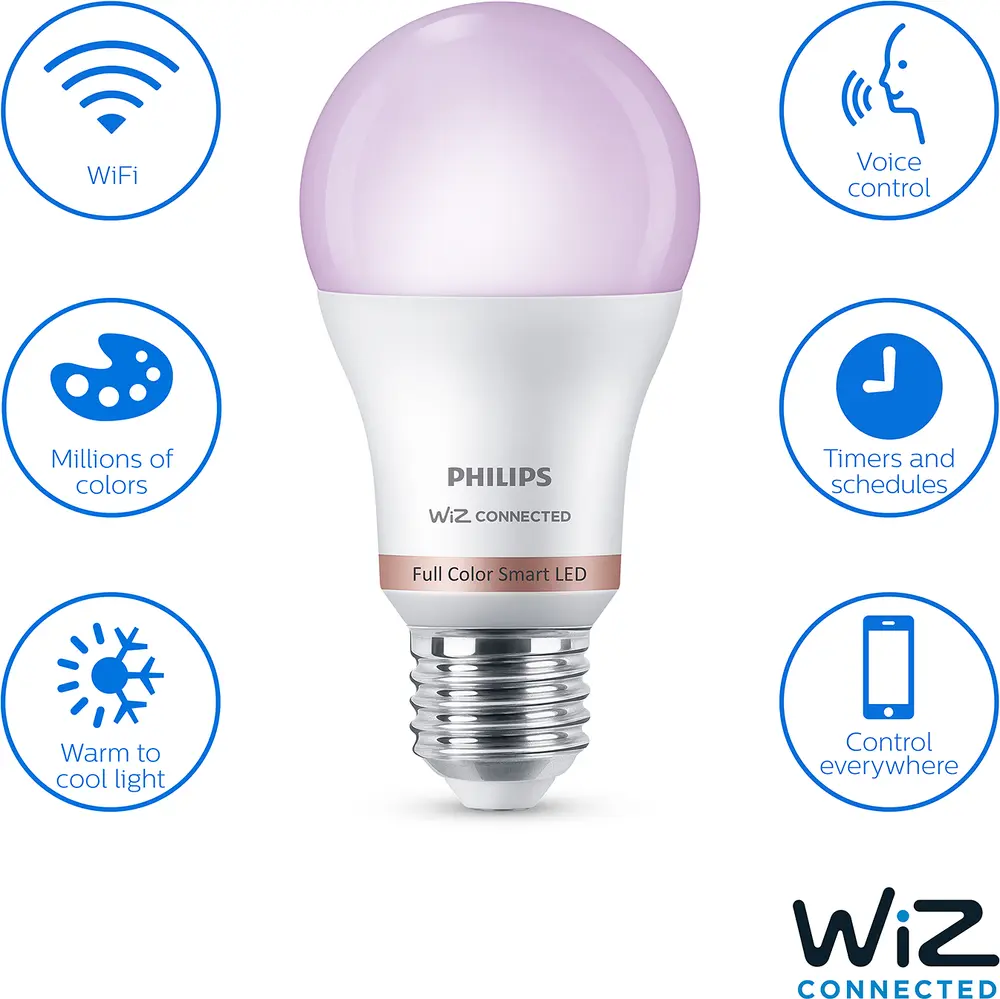 PHILIPS Smart LED-pære 8W E27 A60 - Full Color