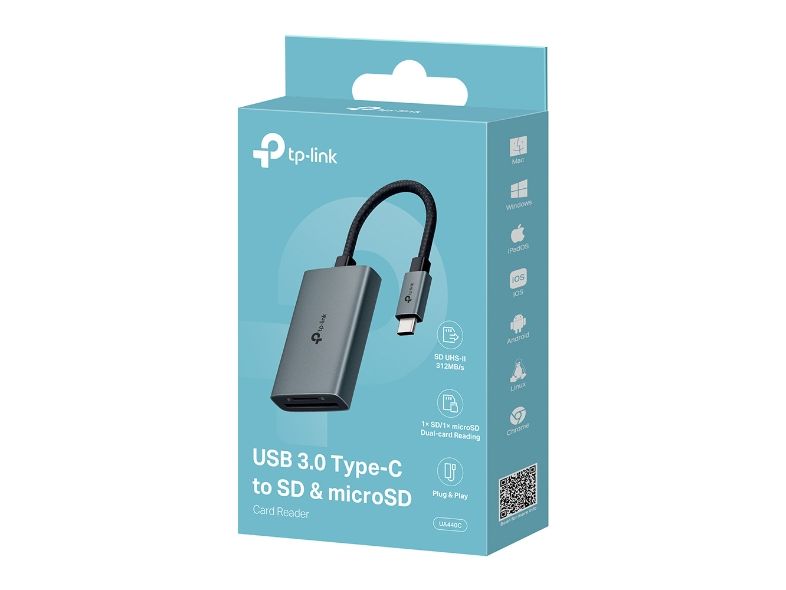 TP-Link Card Reader Extern UA440C USB 3.0 Typ-C auf SD- & microSD 4.0-Kartenleser
