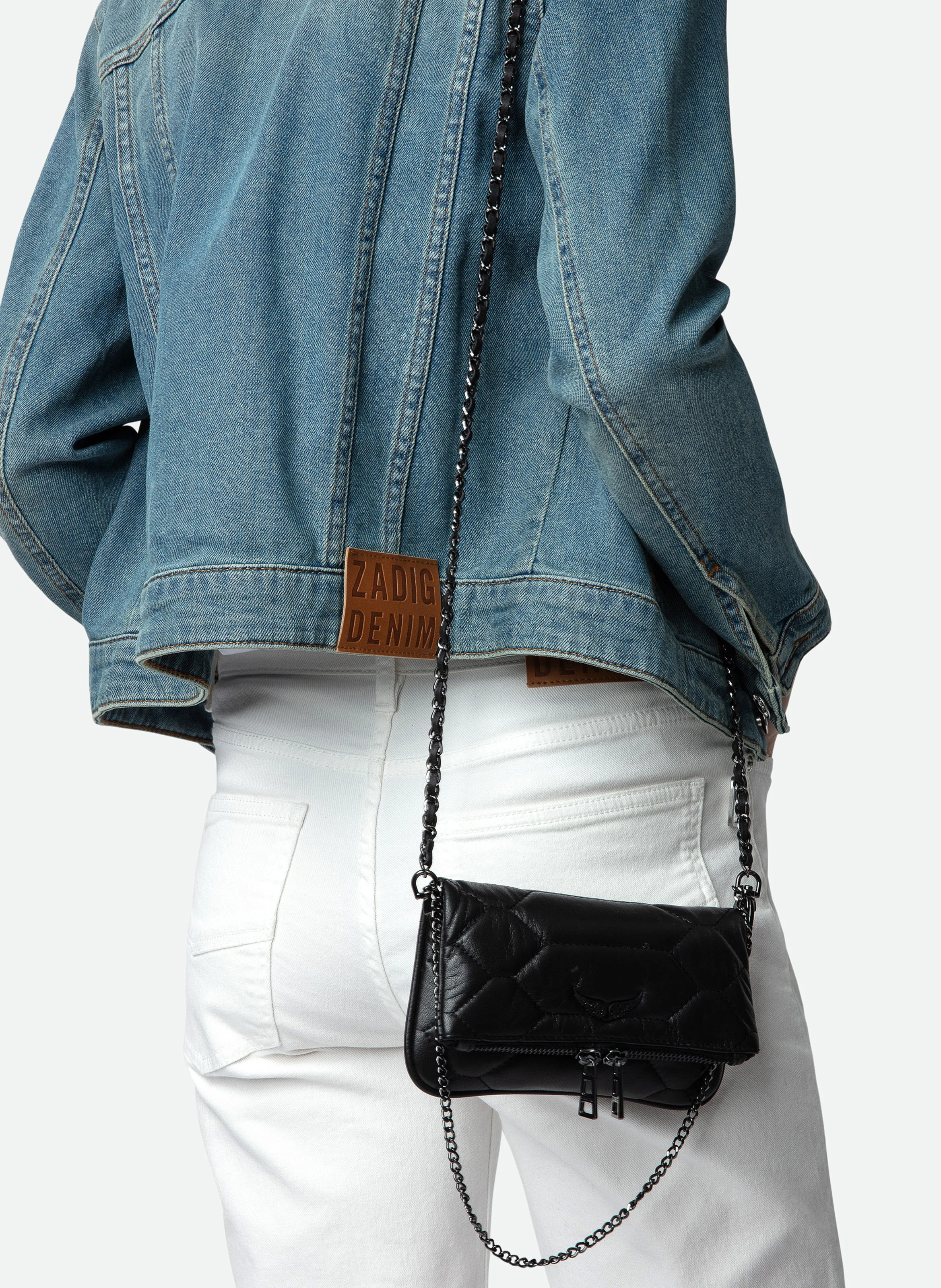 ROCK NANO XL - Pochette matelassée en cuir | Noir