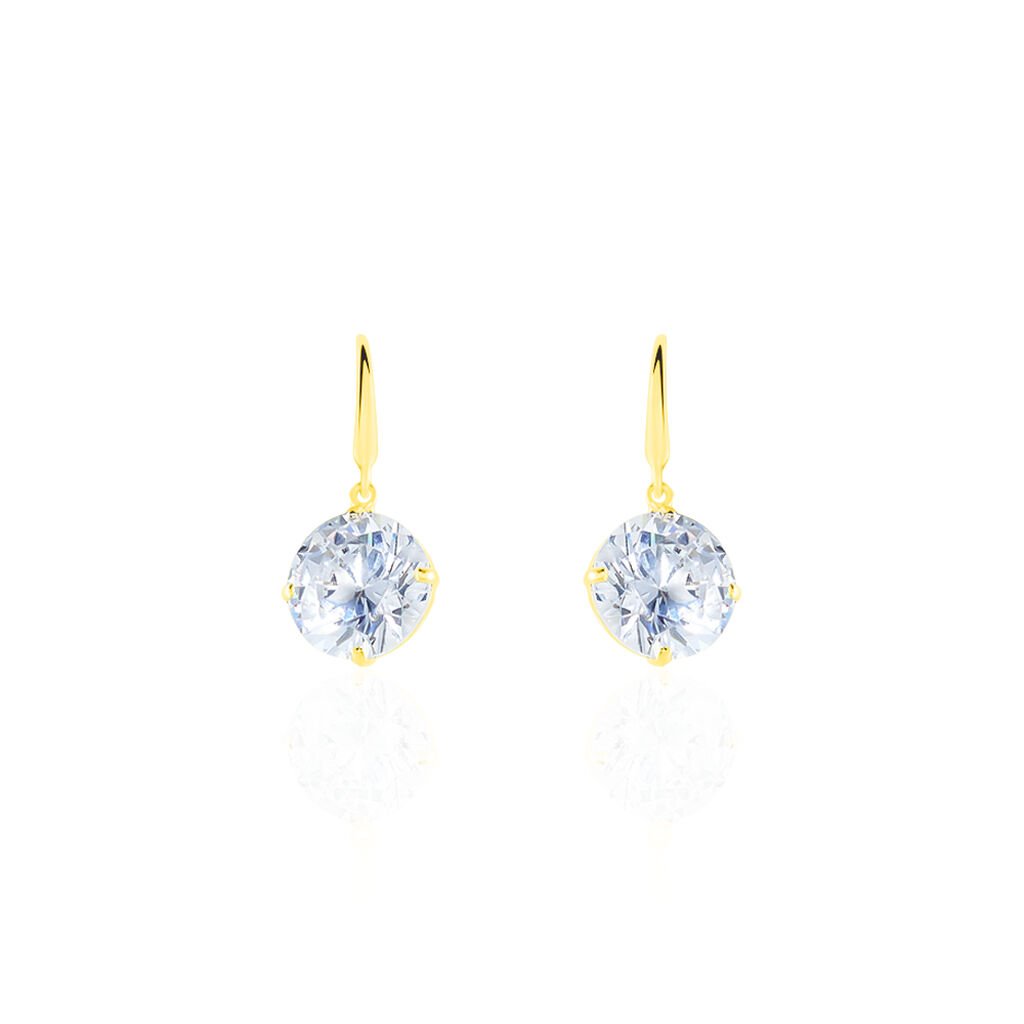 Boucles D'oreilles Pendantes Oxyde Rond Or Jaune Oxyde De Zirconium