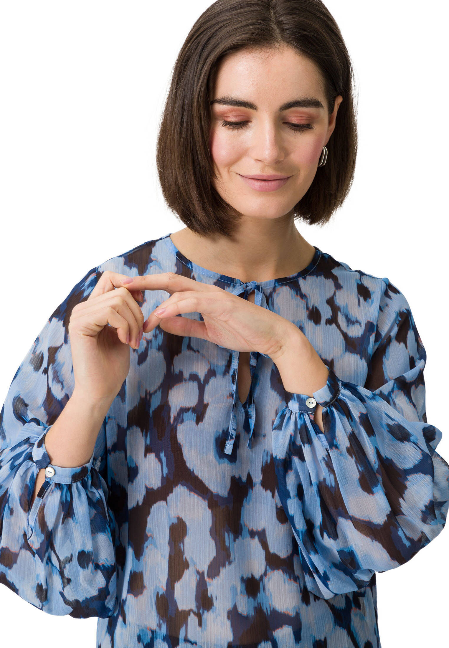 zero| Damen Chiffonbluse mit Print