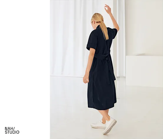 NAH/STUDIO Seersucker-Kleid | Baumwolle, Navy