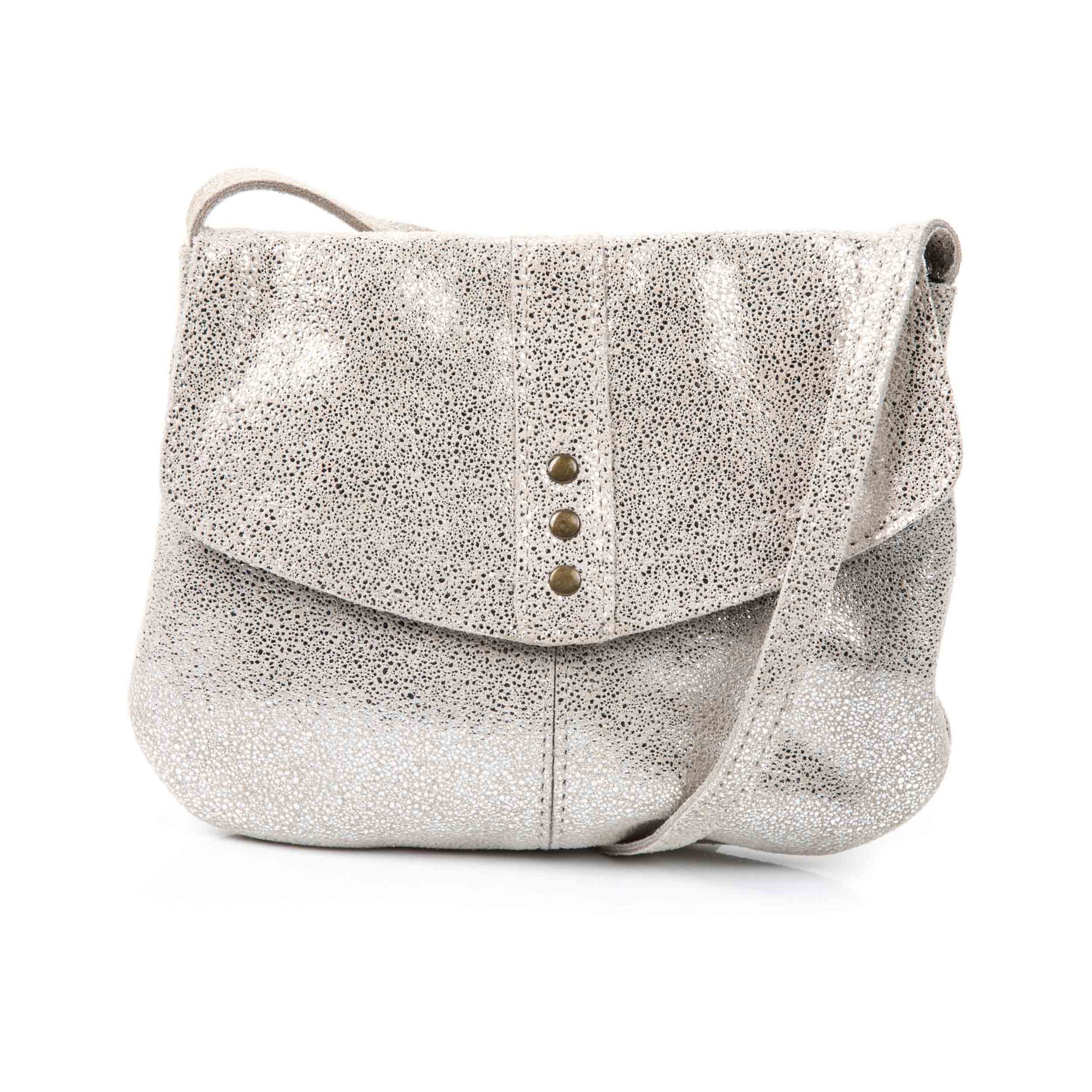 Sac bandoulière en cuir argent