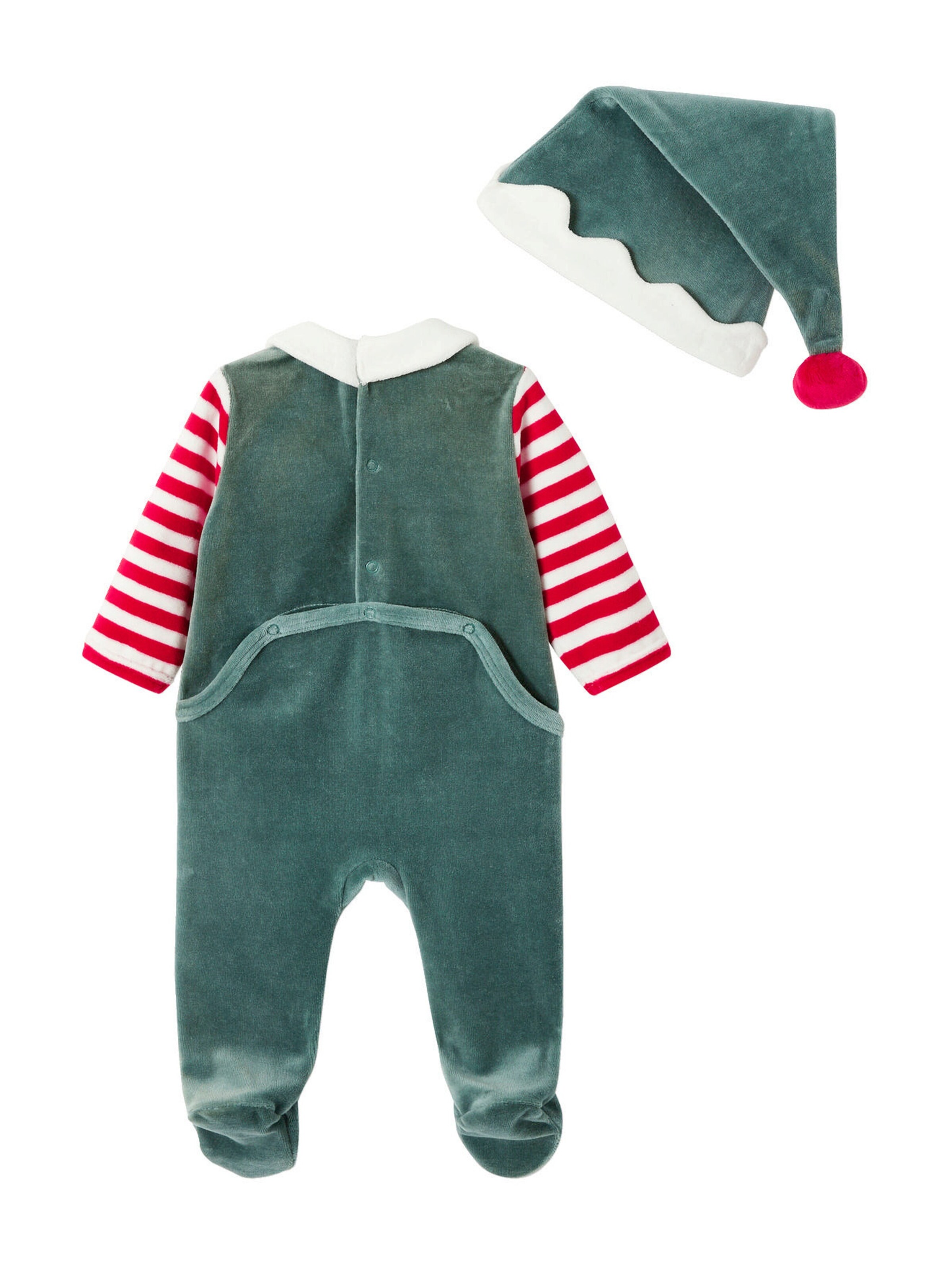 Vertbaudet Baby Set aus Strampler und Mütze, Wichtel-Kostüm tanne