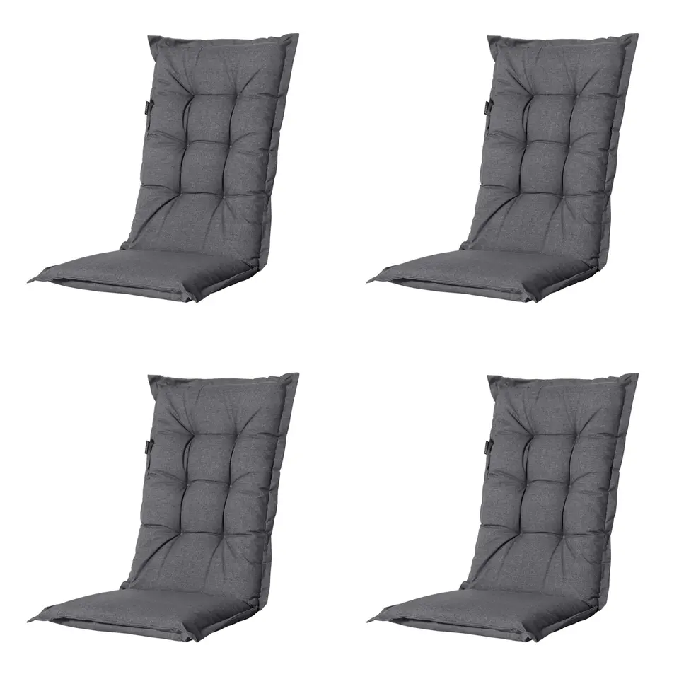 Madison - Tuinstoelkussen Hoge Rug Manchester grey - Ca. 123x50 cm - Set van 4