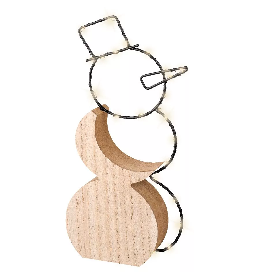 Bonhomme de neige lumineux à piles 23 LED (H30 cm) Alpina Blanc chaud
