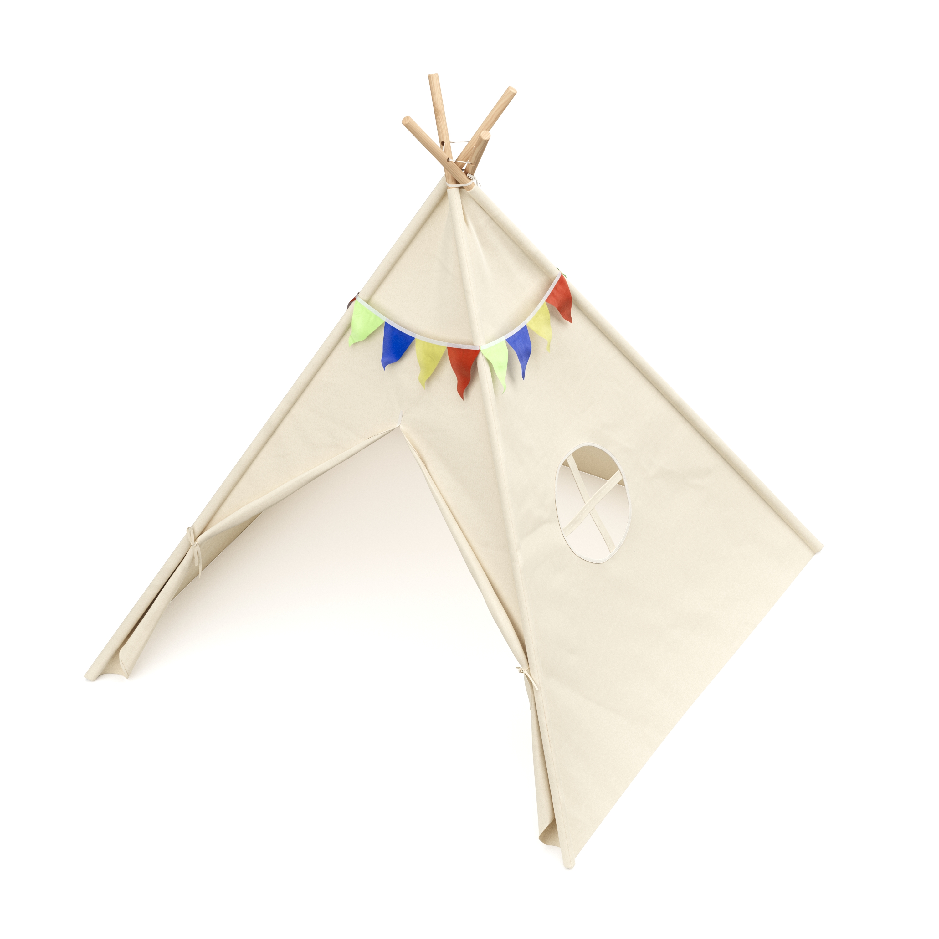 Spielzelt Tipi mit Lichterkette beige