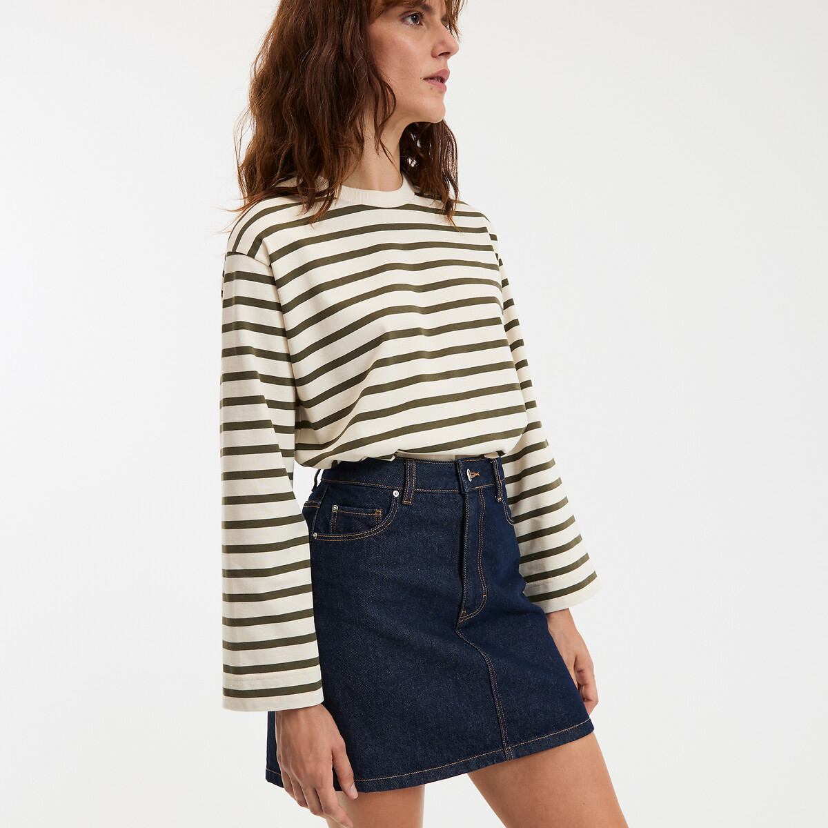 COLEÇÃO LA REDOUTE<br>Camiseta listrada, gola redonda, mangas compridas