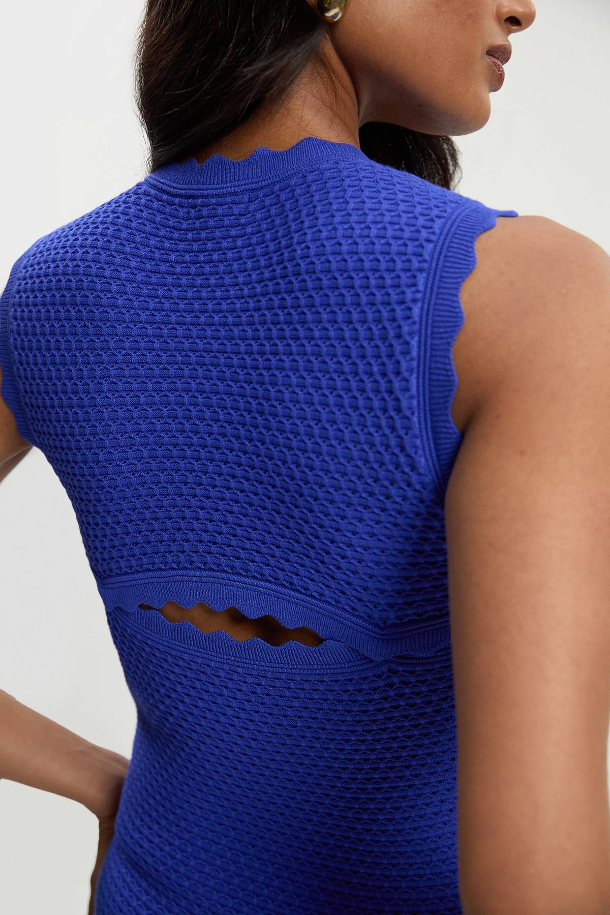 KarenMillen Robe Longue Tricotée à Dos Croisé et Point Texturé