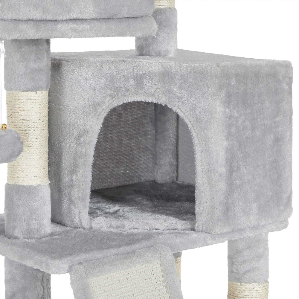 Arbre à chat tour poteaux à gratter 115 cm gris clair