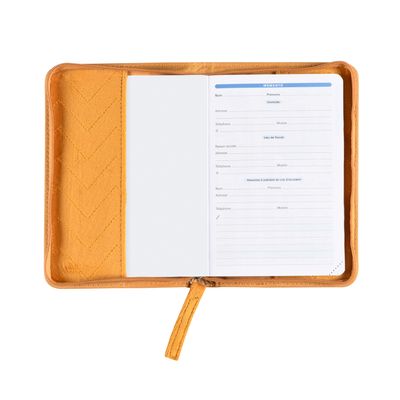 Quo Vadis Colette - Business diary - 100 x 150 mm - mustard yellow - velours