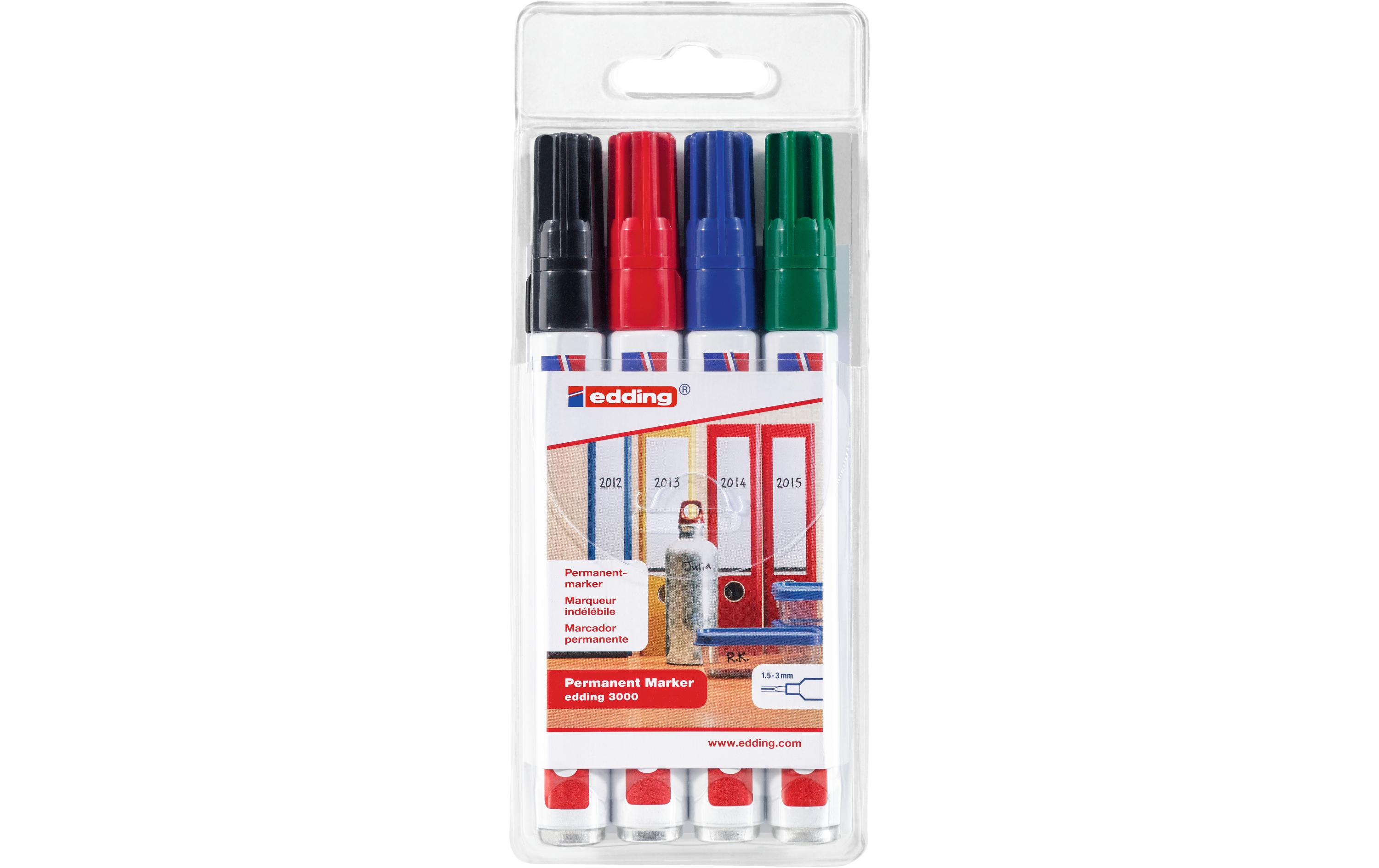 Permanent-Marker 3000 4 StückEtui mit 4 Stiften (schwarz, rot, grün und blau)