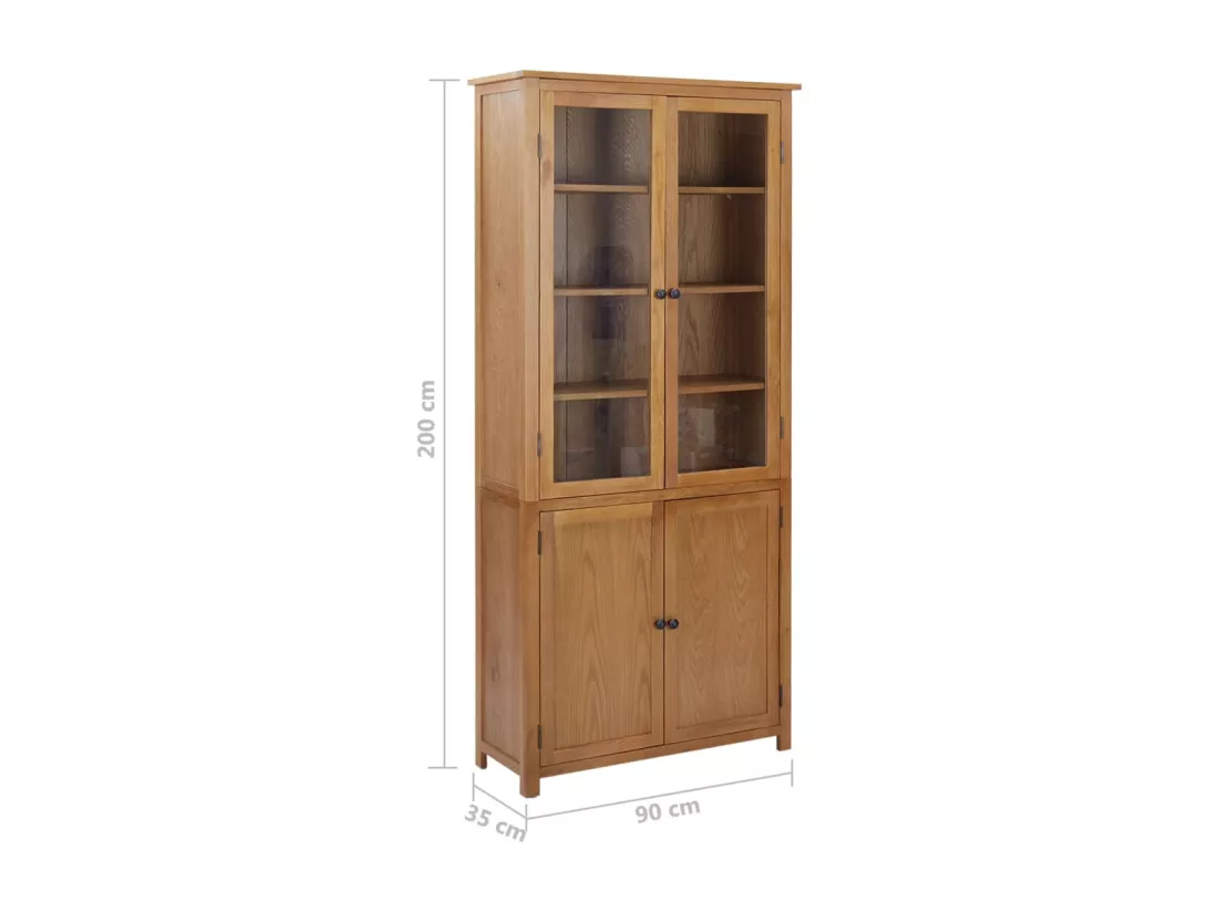 Bibliothèque avec 4 portes 90x35x200 cm Bois de chêne et verre