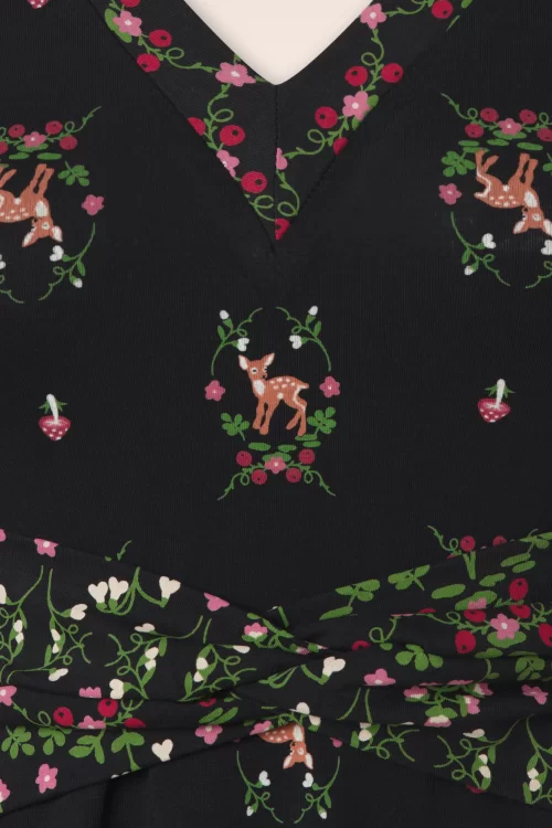 Blutsgeschwister Shake Rattle and Roll jurk in oh dear my deer zwart