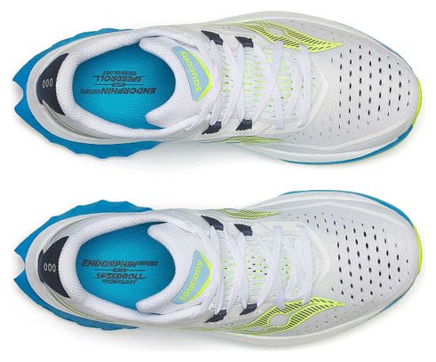 Chaussures Running Saucony Endorphin Speed 4 Blanc/Jaune/Bleu Femme