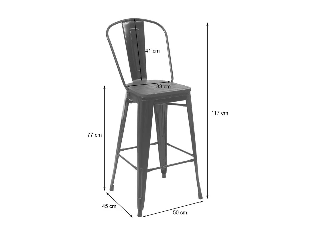 Set de table haute MCW-A73 métal (3 pièces), noir