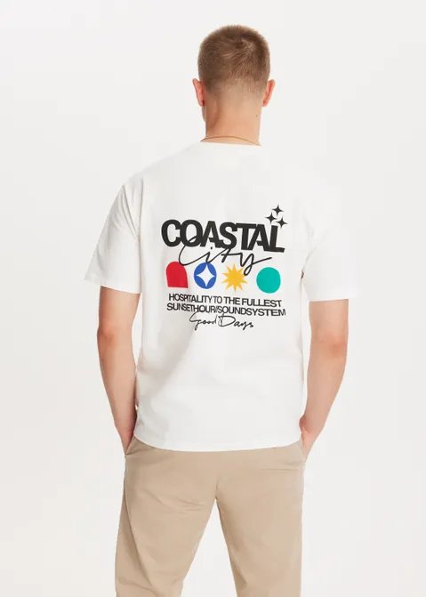 T-shirt met print coastal off-white (WIT.O)