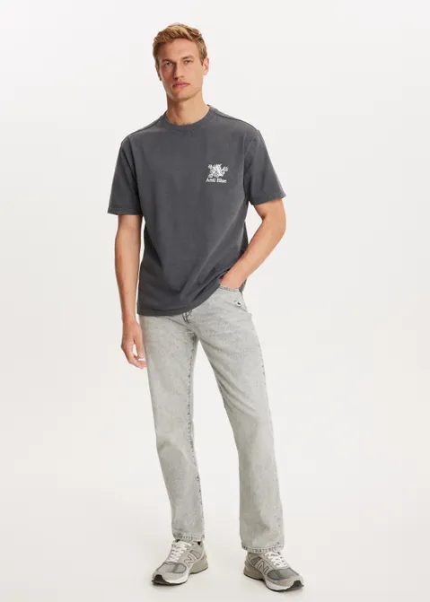 T-shirt met borduur detail antraciet (ANTRA)