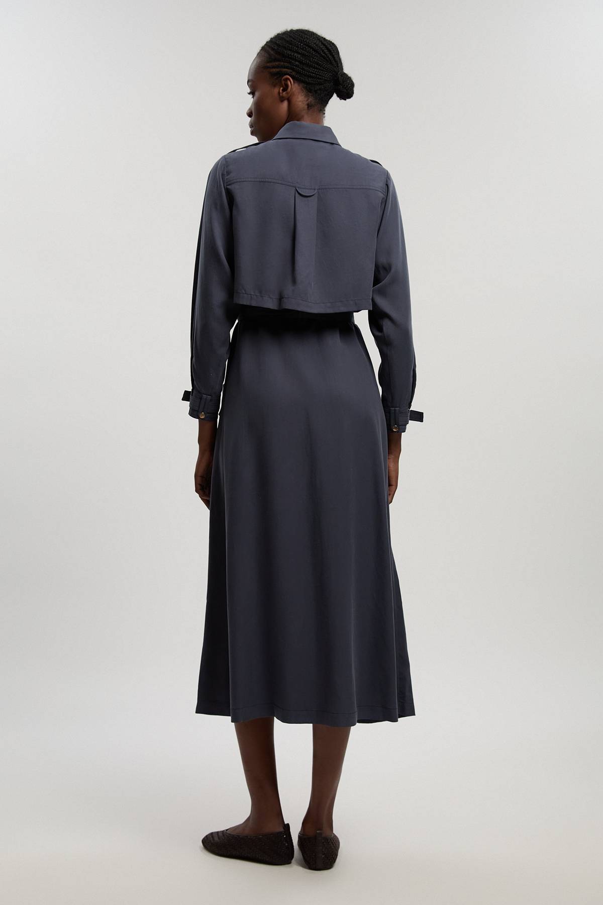 KarenMillen Robe Chemise En Sergé De Cupro Utilitaire Tissé Avec Détail Ceinture