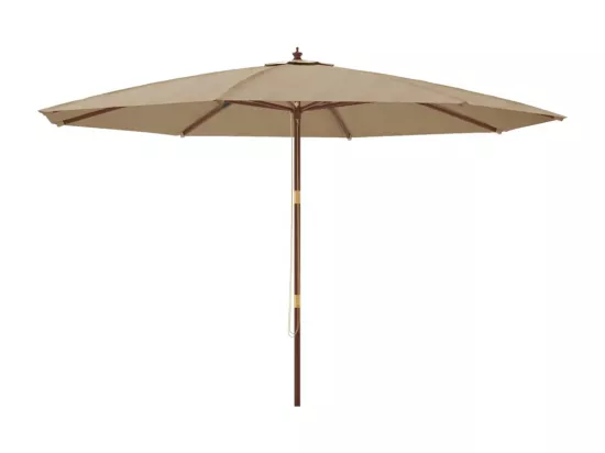Parasol de jardin avec mât en bois taupe 400x273 cm