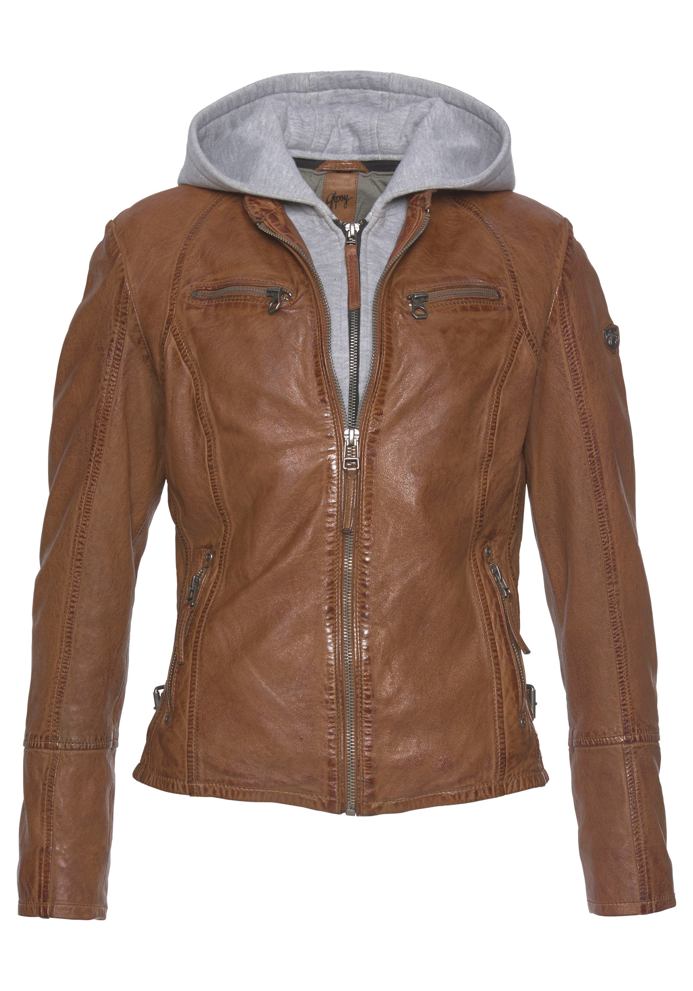 Mauritius Lederjacke »NOLA« mit Kapuze Two-in-One Style - mit abnehmbarer Jersey-Kapuze