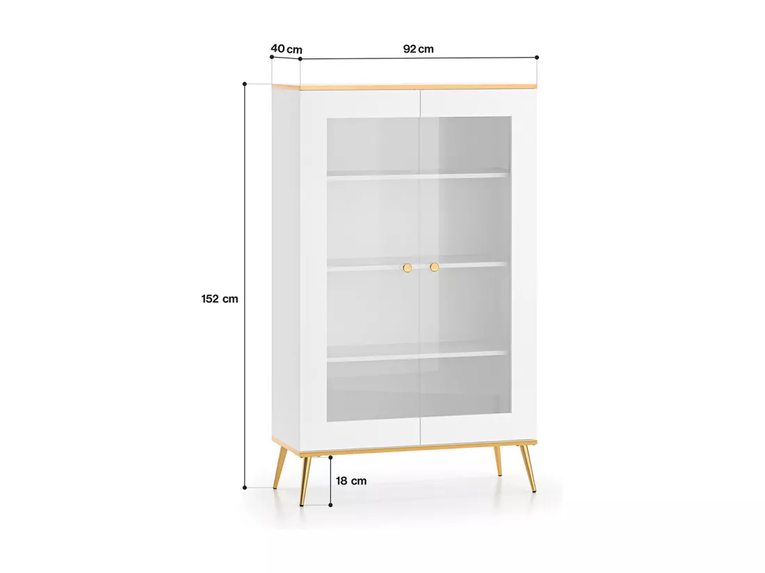 Vaisselier 2 portes Zora Blanc et Doré