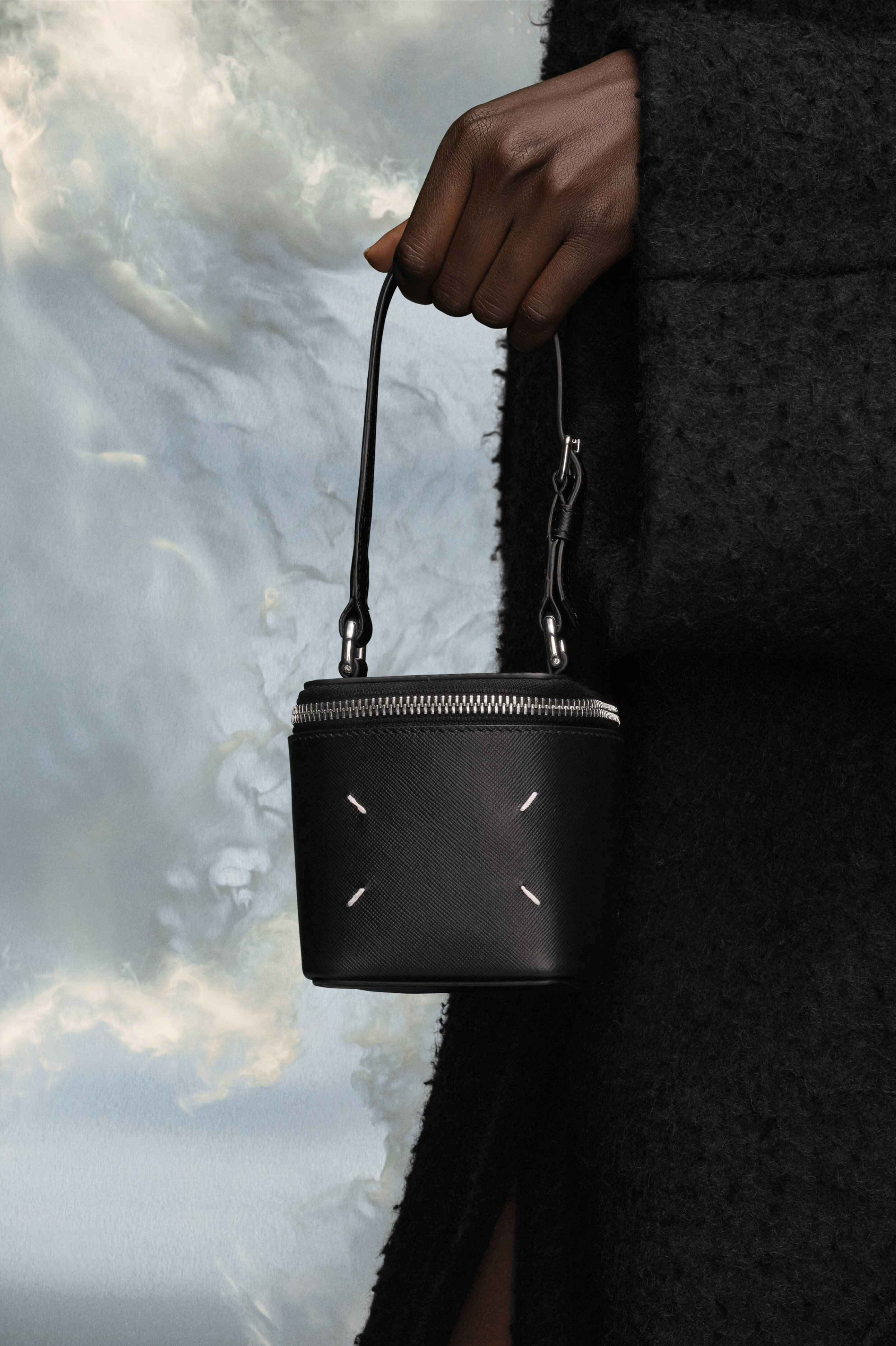 Mini sac box noir en cuir Noir