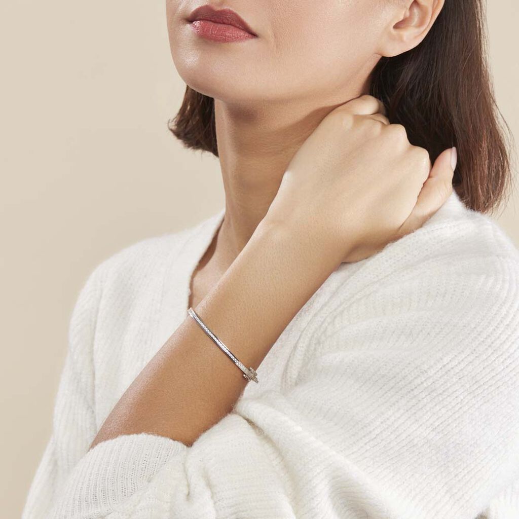 Bracelet Jonc Laurianne Argent Blanc Oxyde De Zirconium