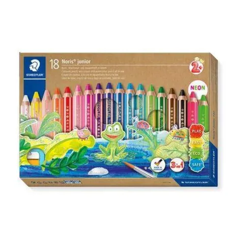 STAEDTLER® Noris® junior 140 Kindermalstift 3in1, 18 Stück mit Anspitzer