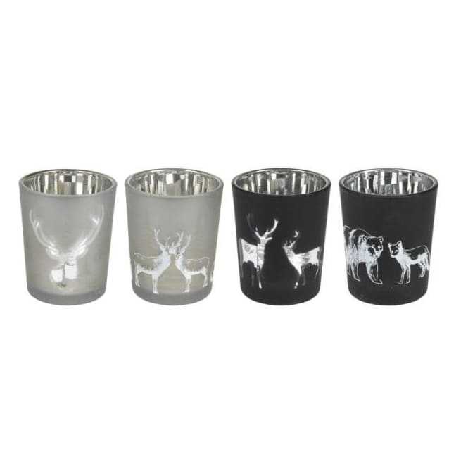 Teelichtglas - silber oder schwarz - ca. 7 cm