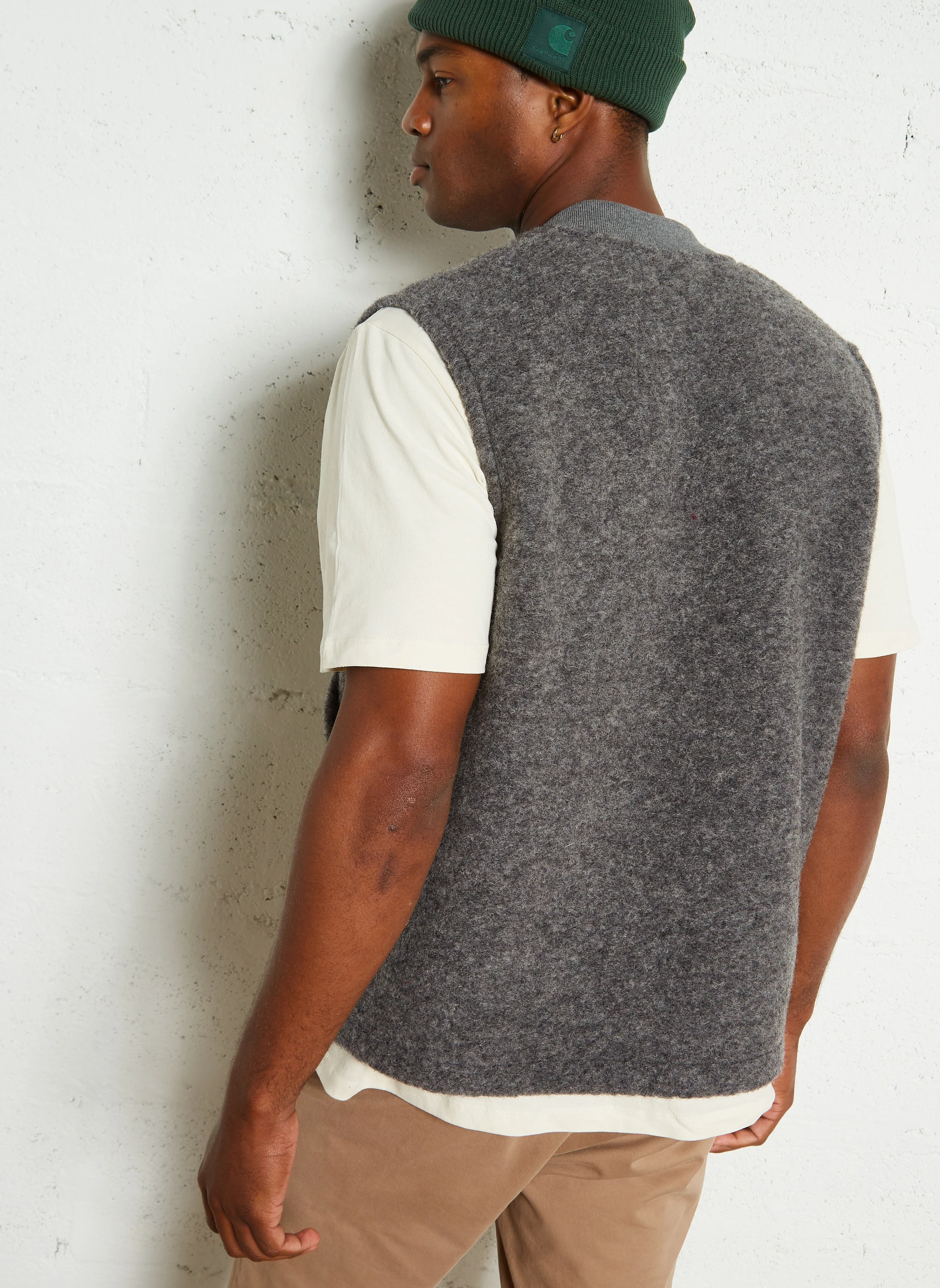 Veste col teddy en laine mélangée | Gris