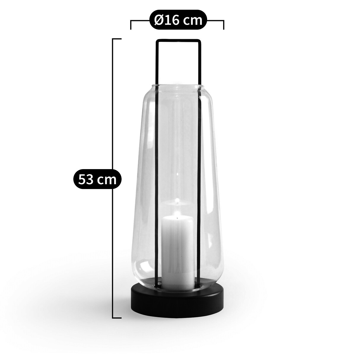AM.PM<br>Lanterna de vidro e metal com 53 cm de altura, Yoroko