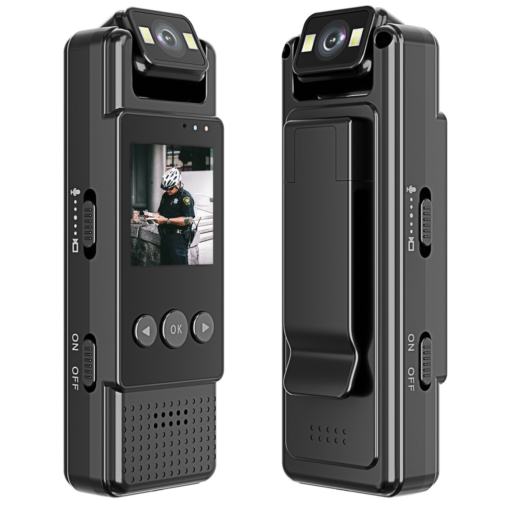 Mini FullHD 1080p Kamera Bodycam mit TFT Display / Sprachaufzeichnung / Nachtsicht / MicroSD Slot / 180° Rotation und Clip-Halter - Schwarz