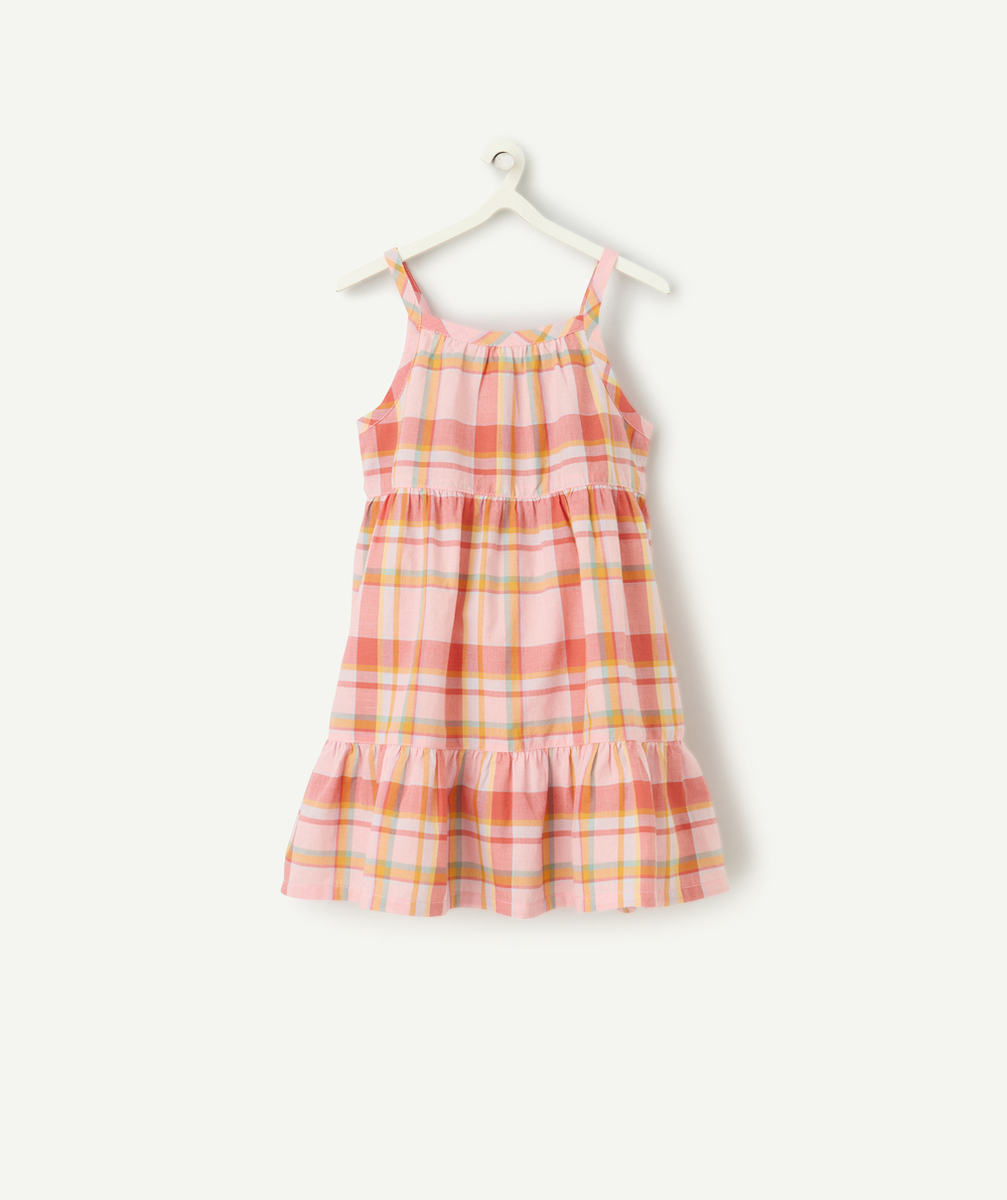 robe à bretelles bébé fille en coton bio imprimé à carreaux