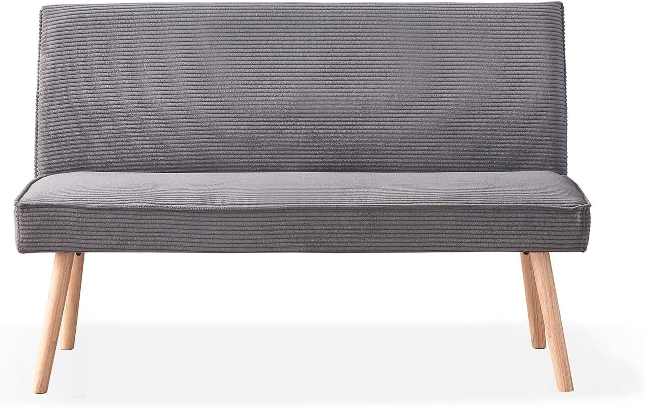 B&D home Sitzbank Paul, Kord Stoff Esszimmerbank 120cm gepolstert Holzbank für Esszimmer, Flur, Garderobe mit Massivholzbeinen, skandinivisch modern Design, Anthrazit, 11309-120-ANTR
