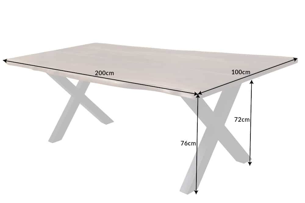 Massivholz Baumkanten Esstisch AMAZONAS 200cm braun Sheesham schwarzes Metallgestell