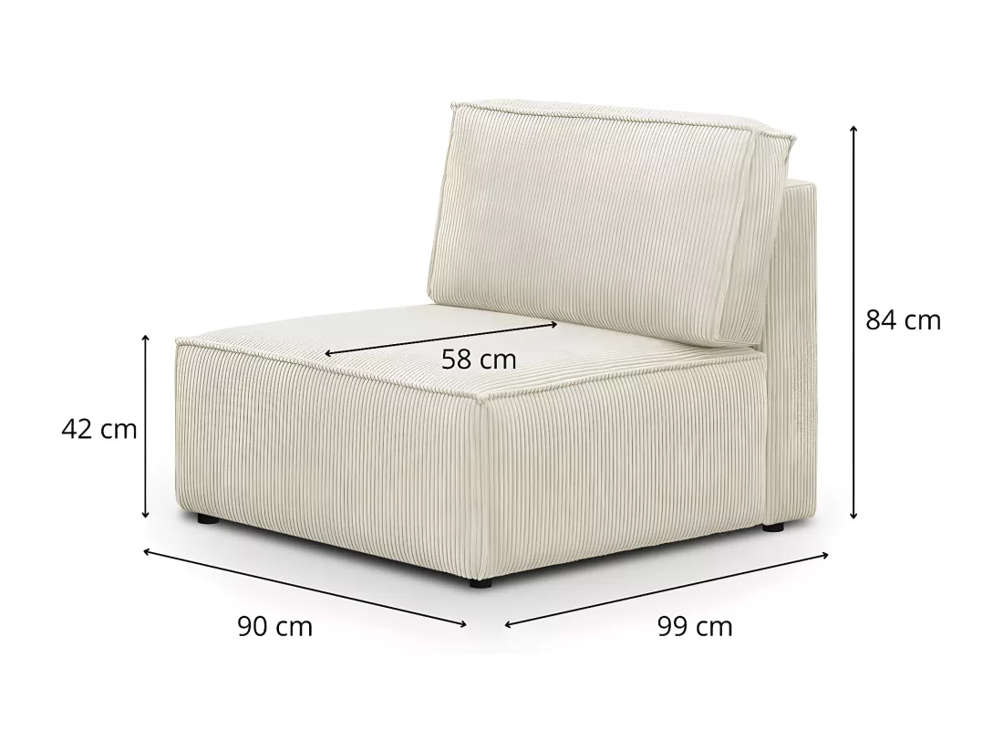 Chauffeuse modulable en velours côtelé beige - Harper Mod