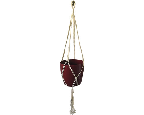 Macramé plantenhanger L 120 cm katoen wit