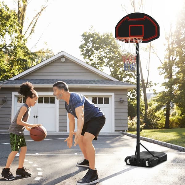 Basketballkurv Med Stativ Utendørs Høydejusterbart Basketballstativ Med Hjul 195-250 Cm Passer For 8-14 År