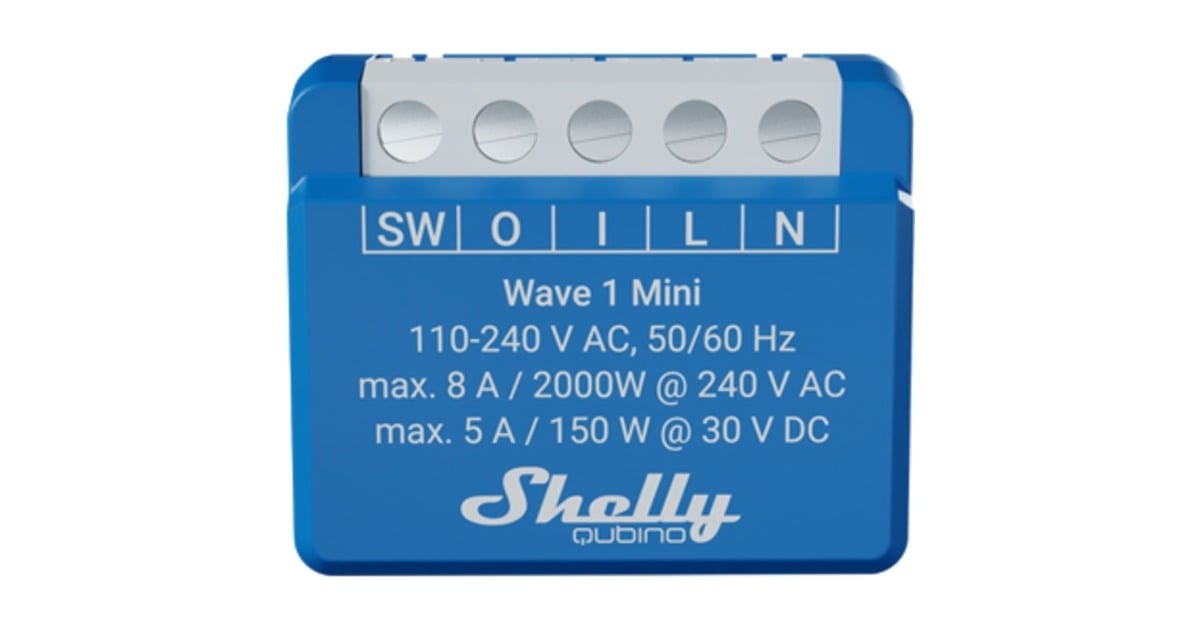 ShellyQubino Wave 1 Mini relais  (Blauw/wit, 1-kanaals, Z-Wave)